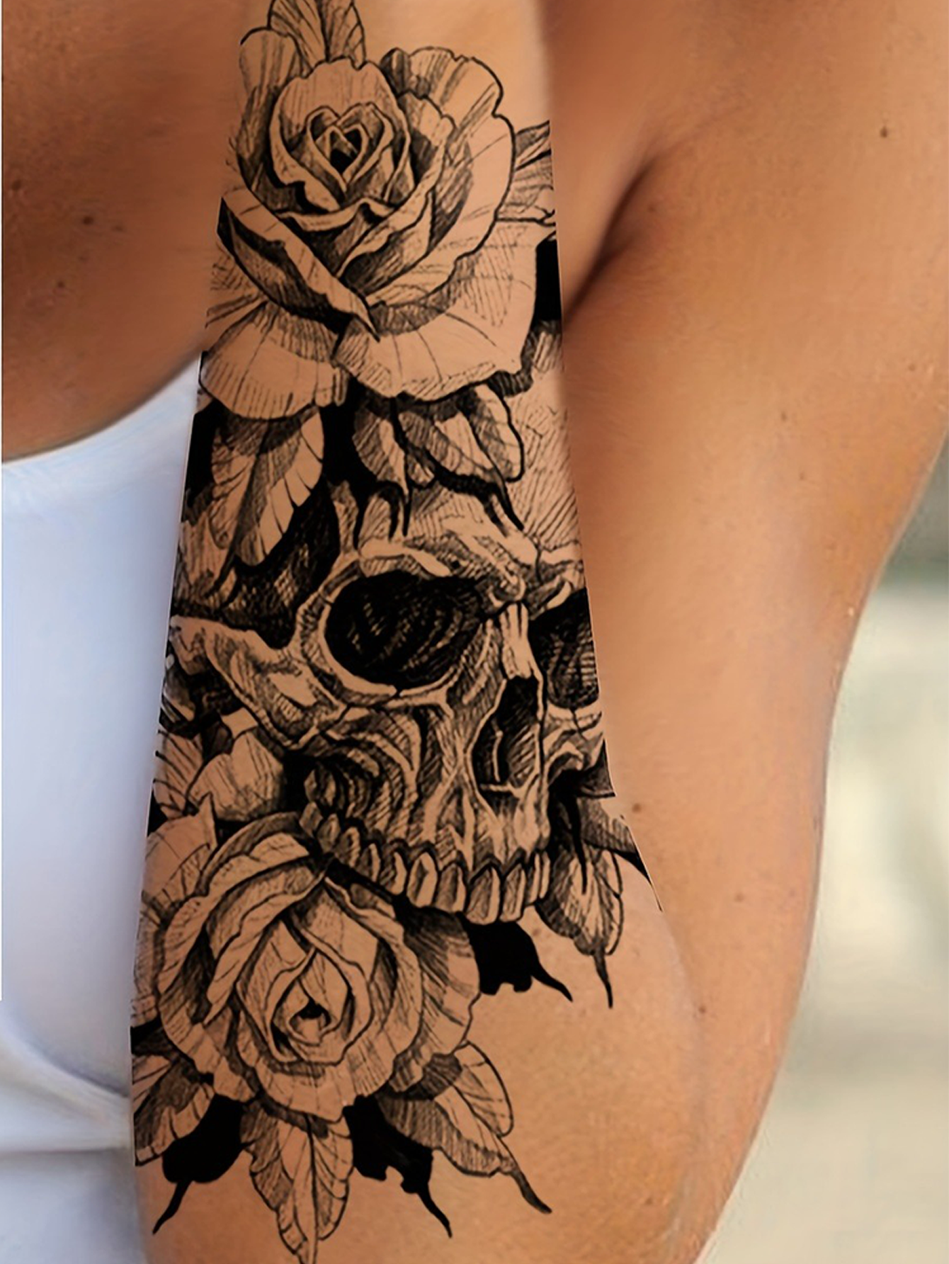 3D Skull and Rose Waterproof Temporary Tattoo Stickers